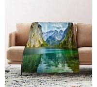 JYLYZZIN Fleece Blanket | Soft Cozy Flannel Throw Blanket | Perfect for Home, Bedroom, Sleepovers & Camping,Landscape, Serene Obersee mountain lake in the valley of the Alps Germany nature,100x130cm