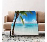 JYLYZZIN Fleece Blanket | Soft Cozy Flannel Throw Blanket | Perfect for Home, Bedroom, Sleepovers & Camping,Coconut Palm tree on white sandy beach in Punta Cana Dominican Republic. Vacatio,100x130cm