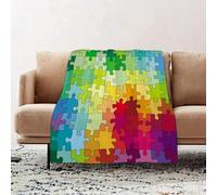 JYLYZZIN Fleece Blanket | Soft Cozy Flannel Throw Blanket | Perfect for Home, Bedroom, Sleepovers & Camping,Abstract, colorful Puzzle Fractal Pieces Kids Hobby Activity Free Time,130x150cm
