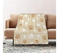 JYLYZZIN Fleece Blanket | Soft Cozy Flannel Throw Blanket | Perfect for Home, Bedroom, Sleepovers & Camping,Dog paw prints seamless pattern with brown color paw prints,100x130cm