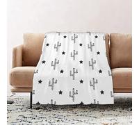 JYLYZZIN Fleece Blanket | Soft Cozy Flannel Throw Blanket | Perfect for Home, Bedroom, Sleepovers & Camping,Cactus desert black and white seamless pattern. Cacti and stars monochrome backg,100x130cm