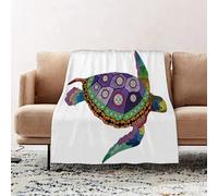 JYLYZZIN Fleece Blanket | Soft Cozy Flannel Throw Blanket | Perfect for Home, Bedroom, Sleepovers & Camping,Hand drawn Turtle doodle with decorative flower elements. Coloring page for adul,100x130cm
