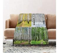 JYLYZZIN Fleece Blanket | Soft Cozy Flannel Throw Blanket | Perfect for Home, Bedroom, Sleepovers & Camping,Forest path in birch forest jungle in autumn winter spring summer forest theme o,100x130cm
