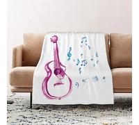 JYLYZZIN Fleece Blanket | Soft Cozy Flannel Throw Blanket | Perfect for Home, Bedroom, Sleepovers & Camping,acoustic guitar made with watercolor strokes and musical notes,130x150cm