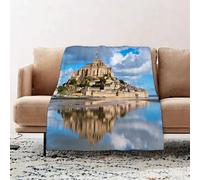 JYLYZZIN Fleece Blanket | Soft Cozy Flannel Throw Blanket | Perfect for Home, Bedroom, Sleepovers & Camping,Chillon Castle Switzerland Famous Scenic Medieval Castle Lake Geneva Rock Alps A,100x130cm