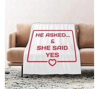JYLYZZIN Fleece Blanket | Soft Cozy Flannel Throw Blanket | Perfect for Home, Bedroom, Sleepovers & Camping,He Asked And She Said Yes badge with heart icon flat vector illustration on whit,100x130cm