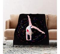 JYLYZZIN Fleece Blanket | Soft Cozy Flannel Throw Blanket | Perfect for Home, Bedroom, Sleepovers & Camping,gymnastics silhouettes colored vector graphics. jumping choreograp,100x130cm