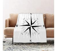 JYLYZZIN Fleece Blanket | Soft Cozy Flannel Throw Blanket | Perfect for Home, Bedroom, Sleepovers & Camping,Equipment Map Black l Latitude Compass Dial Raster South Rose West White Design,100x130cm