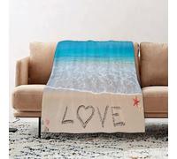 JYLYZZIN Fleece Blanket | Soft Cozy Flannel Throw Blanket | Perfect for Home, Bedroom, Sleepovers & Camping,love written on a tropical beach,100x130cm