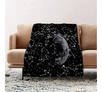 JYLYZZIN Fleece Blanket | Soft Cozy Flannel Throw Blanket | Perfect for Home, Bedroom, Sleepovers & Camping,Constellation of the Moon Astronomy in Black and White,100x130cm