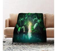 JYLYZZIN Fleece Blanket | Soft Cozy Flannel Throw Blanket | Perfect for Home, Bedroom, Sleepovers & Camping,Jungle, Tropical Lake Mangrove Rainforest path through the lusters,100x130cm
