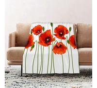 JYLYZZIN Fleece Blanket | Soft Cozy Flannel Throw Blanket | Perfect for Home, Bedroom, Sleepovers & Camping,Floral, Poppies Spring Season Pastoral Flowers Botanical Bouquet Field Nature Th,100x130cm
