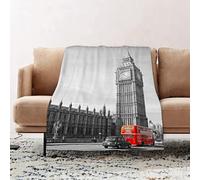 JYLYZZIN Fleece Blanket | Soft Cozy Flannel Throw Blanket | Perfect for Home, Bedroom, Sleepovers & Camping,London, Big Ben Tower, start of the Westminster Bridge with black cabin and,100x130cm