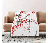 JYLYZZIN Fleece Blanket | Soft Cozy Flannel Throw Blanket | Perfect for Home, Bedroom, Sleepovers & Camping,Floral, Japanese Cherry Blossom Sakura Blooms Spring Branch Inspires,100x130cm