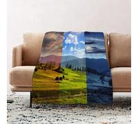 JYLYZZIN Fleece Blanket | Soft Cozy Flannel Throw Blanket | Perfect for Home, Bedroom, Sleepovers & Camping,day and night collage of site landscape with narrow ow path in grass among white,100x130cm