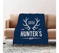 JYLYZZIN Fleece Blanket | Soft Cozy Flannel Throw Blanket | Perfect for Home, Bedroom, Sleepovers & Camping,Deer Hunters Club Abstract Vintage Label or Logo Template with Antlers Textures,100x130cm