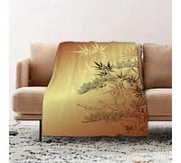 JYLYZZIN Fleece Blanket | Soft Cozy Flannel Throw Blanket | Perfect for Home, Bedroom, Sleepovers & Camping,Japanese and Asian style branches and bamboo patterns with showy leaves p,100x130cm