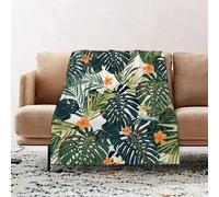 JYLYZZIN Fleece Blanket | Soft Cozy Flannel Throw Blanket | Perfect for Home, Bedroom, Sleepovers & Camping,Colorful Palm Trees Tropical Plants with Botanical Inspirations,100x130cm