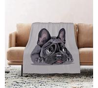 JYLYZZIN Fleece Blanket | Soft Cozy Flannel Throw Blanket | Perfect for Home, Bedroom, Sleepovers & Camping,French bulldog Portrait. Vector illustration.,100x130cm