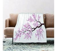 JYLYZZIN Fleece Blanket | Soft Cozy Flannel Throw Blanket | Perfect for Home, Bedroom, Sleepovers & Camping,Japanese branch of a blossoming Sakura tree Flowers Cherry blossom Art,100x130cm