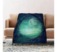 JYLYZZIN Fleece Blanket | Soft Cozy Flannel Throw Blanket | Perfect for Home, Bedroom, Sleepovers & Camping,Mystical autumn forest with dead trees and roots at moody full moon night. Hallo,100x130cm
