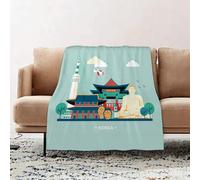 JYLYZZIN Fleece Blanket | Soft Cozy Flannel Throw Blanket | Perfect for Home, Bedroom, Sleepovers & Camping,Illustrations of famous Japanese attractions,100x130cm
