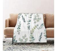 JYLYZZIN Fleece Blanket | Soft Cozy Flannel Throw Blanket | Perfect for Home, Bedroom, Sleepovers & Camping,Botanical seamless pattern with eucalyptus branches Vector illustration. Vinta,100x130cm