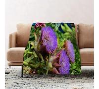JYLYZZIN Fleece Blanket | Soft Cozy Flannel Throw Blanket | Perfect for Home, Bedroom, Sleepovers & Camping,Artichoke, Mediterranean flora photo with a purple blooming superfood harvest pr,130x150cm