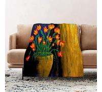 JYLYZZIN Fleece Blanket | Soft Cozy Flannel Throw Blanket | Perfect for Home, Bedroom, Sleepovers & Camping,Flower, painting sition with botanical vase design,100x130cm