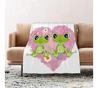 JYLYZZIN Fleece Blanket | Soft Cozy Flannel Throw Blanket | Perfect for Home, Bedroom, Sleepovers & Camping,Frog princess and Frog Prince and shape background,100x130cm