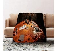 JYLYZZIN Fleece Blanket | Soft Cozy Flannel Throw Blanket | Perfect for Home, Bedroom, Sleepovers & Camping,Dead mans hand aces and eights with Wild Bill's six shooter in black and white.,100x130cm