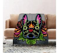 JYLYZZIN Fleece Blanket | Soft Cozy Flannel Throw Blanket | Perfect for Home, Bedroom, Sleepovers & Camping,glow in the dark decorative dog face from neon color,130x150cm