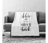 JYLYZZIN Fleece Blanket | Soft Cozy Flannel Throw Blanket | Perfect for Home, Bedroom, Sleepovers & Camping,love you to the moon and back handwritten calligraphy lettering quote to valenti,100x130cm