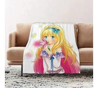 JYLYZZIN Fleece Blanket | Soft Cozy Flannel Throw Blanket | Perfect for Home, Bedroom, Sleepovers & Camping,Cute fantasy girl is blowing soap bubbles from a flower design in Japanese carto,100x130cm