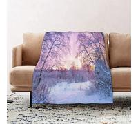 JYLYZZIN Fleece Blanket | Soft Cozy Flannel Throw Blanket | Perfect for Home, Bedroom, Sleepovers & Camping,Landscape, Winter Season Images, Abandoned Abandonment, Snowy Sunset Landscape,100x130cm