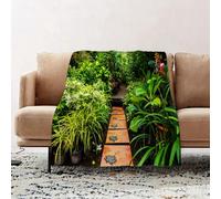 JYLYZZIN Fleece Blanket | Soft Cozy Flannel Throw Blanket | Perfect for Home, Bedroom, Sleepovers & Camping,Landscaping in the garden. The path in the garden.,100x130cm