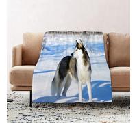 JYLYZZIN Fleece Blanket | Soft Cozy Flannel Throw Blanket | Perfect for Home, Bedroom, Sleepovers & Camping,Alaskan Malamute, Chukchi Husky Breed Dog on Snow r,130x150cm