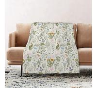 JYLYZZIN Fleece Blanket | Soft Cozy Flannel Throw Blanket | Perfect for Home, Bedroom, Sleepovers & Camping,Floral by,Vintage Garden Plants with Herbs Flowers Botanical Classic Design (2),100x130cm