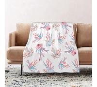 JYLYZZIN Fleece Blanket | Soft Cozy Flannel Throw Blanket | Perfect for Home, Bedroom, Sleepovers & Camping,Drawing watercolor seashell coral reefs round starfish summer textures,100x130cm