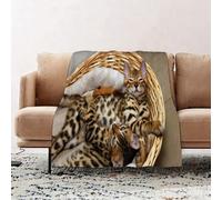 JYLYZZIN Fleece Blanket | Soft Cozy Flannel Throw Blanket | Perfect for Home, Bedroom, Sleepovers & Camping,Bengal kittens in a basket,130x150cm