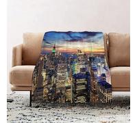 JYLYZZIN Fleece Blanket | Soft Cozy Flannel Throw Blanket | Perfect for Home, Bedroom, Sleepovers & Camping,New York City skyline with urban skyscrapers at sunset.,130x150cm
