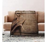 JYLYZZIN Fleece Blanket | Soft Cozy Flannel Throw Blanket | Perfect for Home, Bedroom, Sleepovers & Camping,High Angle View of Deer Antlers Against Rustic Wooden Background with Copy Space,100x130cm