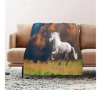 JYLYZZIN Fleece Blanket | Soft Cozy Flannel Throw Blanket | Perfect for Home, Bedroom, Sleepovers & Camping,Andalusian horse with a majestic dust cloud background strong envy sign photo,130x150cm