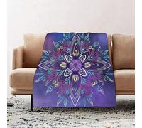 JYLYZZIN Fleece Blanket | Soft Cozy Flannel Throw Blanket | Perfect for Home, Bedroom, Sleepovers & Camping,Mandalas fractals space art violet flowers geometric background postcard meditat,100x130cm