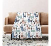 JYLYZZIN Fleece Blanket | Soft Cozy Flannel Throw Blanket | Perfect for Home, Bedroom, Sleepovers & Camping,Cartoon Alpaca Kids Animals Colorful Llama Cactus Cute Lama (2),100x130cm