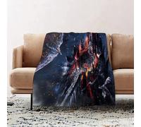 JYLYZZIN Fleece Blanket | Soft Cozy Flannel Throw Blanket | Perfect for Home, Bedroom, Sleepovers & Camping,an ancient magical fortress stands on an island in the middle of the ocean. lava,130x150cm