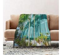 JYLYZZIN Fleece Blanket | Soft Cozy Flannel Throw Blanket | Perfect for Home, Bedroom, Sleepovers & Camping,Colorful Blue Architecture Coastal Cottage Key West Florida USA,100x130cm