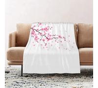 JYLYZZIN Fleece Blanket | Soft Cozy Flannel Throw Blanket | Perfect for Home, Bedroom, Sleepovers & Camping,Japanese Cherry Blossom Sakura Pink Flower,100x130cm