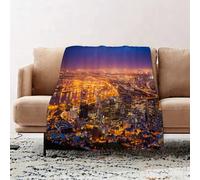 JYLYZZIN Fleece Blanket | Soft Cozy Flannel Throw Blanket | Perfect for Home, Bedroom, Sleepovers & Camping,Cape Town panorama at dawn South Africa coastline streets architecture,100x130cm