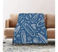 JYLYZZIN Fleece Blanket | Soft Cozy Flannel Throw Blanket | Perfect for Home, Bedroom, Sleepovers & Camping,Blue Waters Oceanic Elements Waves Swirl Doodle White Contours Hobby Fun T,130x150cm